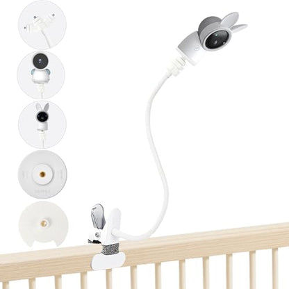 Baby Monitor Mount Holder Compatible with ARENTI 2K Alnanny A4/D3 and Other Baby Monitor Camera with 1/4" Threaded Hole, 16 inches Flexible Clip Mount, Baby Camera Mount Without Tools - color: Cream