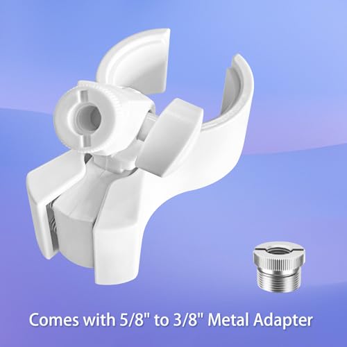 BILIONE Large Microphone Clip for Mics with Outer Diameter 1.26" to 2.3" | Adjustable Mic Holder, Premium ABS, Inside sponge to protect microphones, With 5/8" Male to 3/8" Female Screw Adapter - color: White, size: 1 Pack