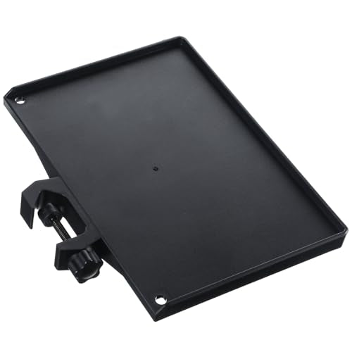Microphone Stand Tray, Plastic Clamp on Firm Rack Tray Holder, Adjustable Mic Stand Desk Shelf with 4 Pound Capacity for Stage, Music Sheet, Recording, Live Streaming, Karaoke, Podcast (7.9" × 5.5")