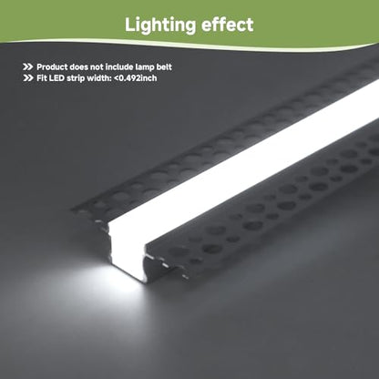 Drywall Led Channel, 6 Pack 3.3FT Plaster-in LED Aluminum Channel, 12mm Inner Width Trimless Recessed Led Strip Lights Diffuser with Milky Cover Seamless Lighting Profile, for Ceiling and Wall - color: Silver Aluminum + White Cover, size: 3.3FT/6P/#145