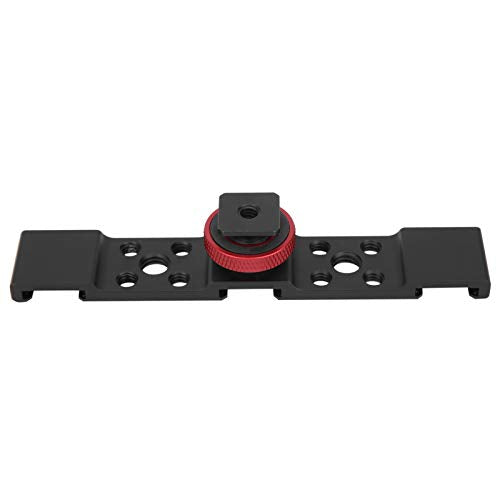 3 in 1 Hot Shoe Mount Adapter, Camera Hot Shoe Bracket with Multiple Screw Holes, Aluminum Alloy Extension Bar for Camera Mobile Phone Rabbit Cage (Black) - color: Black