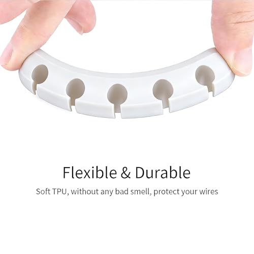 Cable Clips Organizer, Self-Adhesive Wire Holder, Flexible TPU, 3-Pack, for Desk Table Management