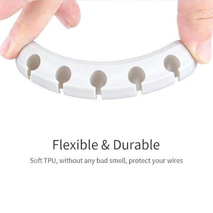 Cable Clips Organizer, Self-Adhesive Wire Holder, Flexible TPU, 3-Pack, for Desk Table Management