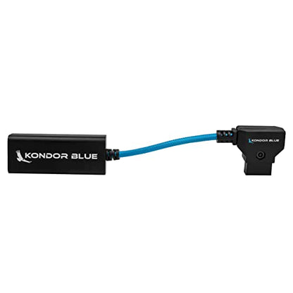 KONDOR BLUE | 6 Inch D-Tap to Female USB-C PD Power Delivery Cable, 2-Way | 65W Fast Charge, 5V 9V 12V PD, Smart Reverse Polarity Protection for Camera Rigs | Blue - color: Blue
