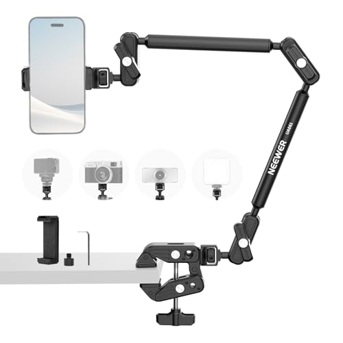 NEEWER Basics Magic Arm Table Stand, 55 cm Microphone Arm Overhead Mobile Phone Holder Desk with 1/4" 3/8" Threads for ARRI, for DSLR Action Cam Webcam Mic LED Light for Video Reinforcement, UA061 - style: UA061