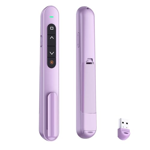 QUI Presentation Clicker with Volume Control, 2.4GHz USB Wireless Presenter Remote, PowerPoint Clicker Slide Advancer Compatible with Mac, Windows, Google Slides, Keynote - color: Purple, size: S