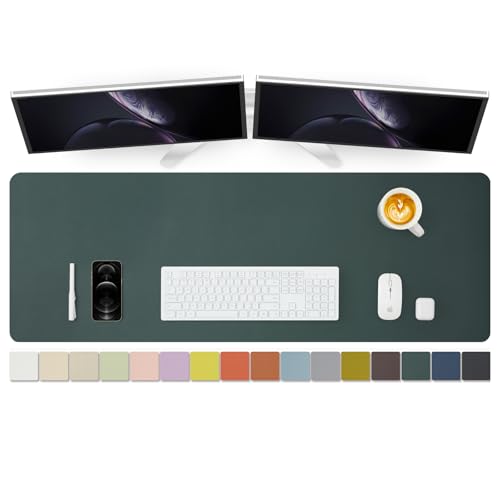 Large Desk Mat - 47.2"x 17" Non-Slip PU Desk Pad for Office and Home - Ideal for Large Mouse Pad and Desk Mats on Top of Desks(Dark Green) - color: Dark Green, size: 47.2" x 17"