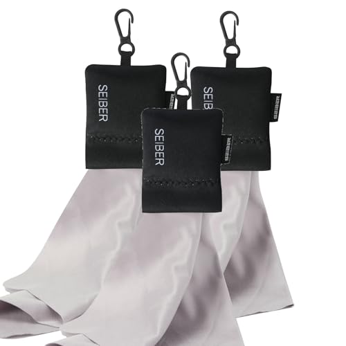 SEIBER Microfiber Eyeglass Cleaning Cloth, 7x7 inch, 3PCS, Black | with Neoprene Pouch, For Glasses, Laptops, Cameras, Screen, Self-Closing Bottom - color: Black 3pcs