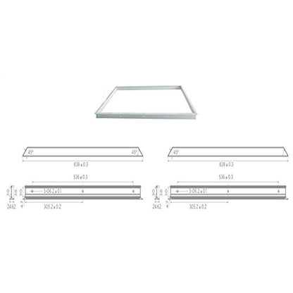 LUXRITE 2x2FT LED Panel Flange Kit, High Quality Aluminium Frame, Fits with Any Regular Size 2x2FT LED Panel - size: 2x2 FT