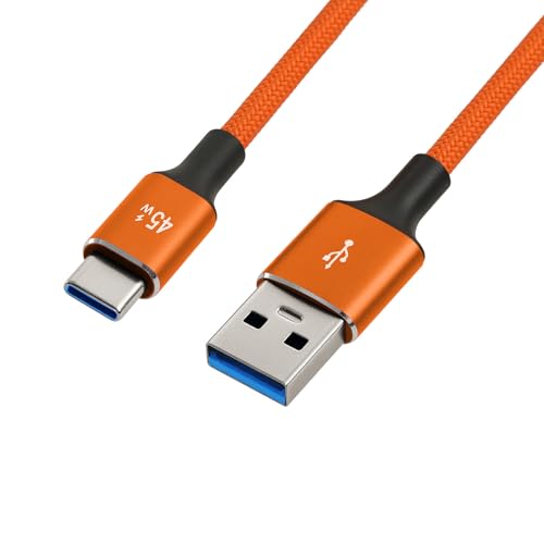 USB C to USB A Cable, Fast Charging & 480Mbps Data, for Canon EOS 1D X/5D Mark III, Sony DCR - SX40, Nikon D90 - color: Orange Braided, style: USB-A to USB-C