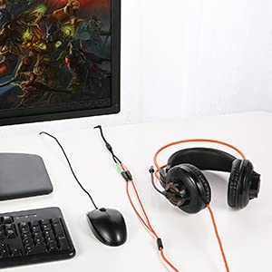 Long USB Audio Adapter, DuKabel USB to 3.5mm Jack TRS AUX Adapter for Built-in Chip USB Sound Card for Headset with Separate Plug TRS 3 Pole Microphones [Metal Housing & Durable Braided / 47inch] - size: 47 inch / 120 cm