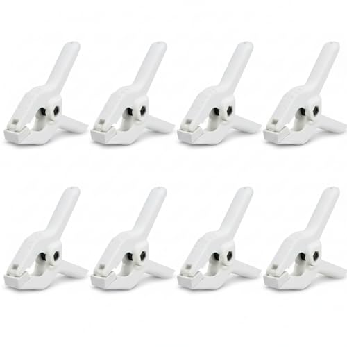 8 Pack 4.5 inch Plastic Spring Clamps, White Heavy Duty Spring Clips Clamps for Balloon Arch, Crafts, Backdrop Stand, Woodworking, Photography Studios, Home Improvement