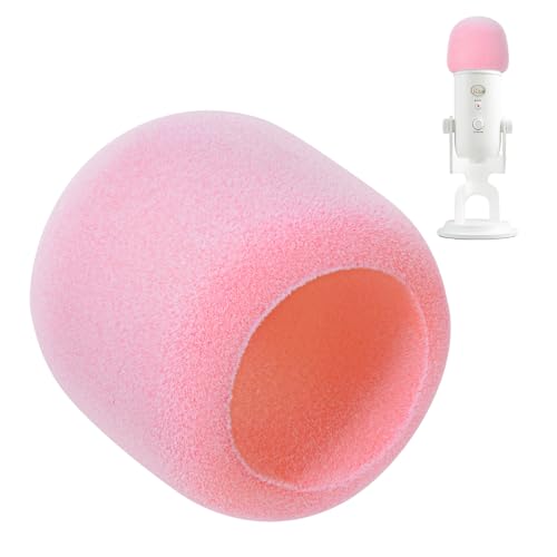 Pop Filter/Windscreen for Blue Yeti and Yeti Pro Microphones, Foam Mic Cover for Filtering Plosives and Hissing Noise - color: Foam-Pink