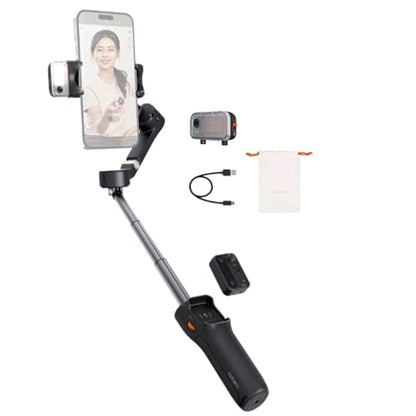 hohem Gimbal Stabilizer for Smartphone iSteady V3,Portable Phone Stabilizers with Al Tracker Detachable Remote Control Built-in Extension Rod/Tripod 3-Axis Stabilization 3-Color Fill Light - color: Black