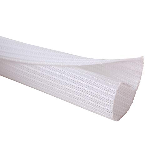 Alex Tech 10ft - 1 inch Cord Protector Wire Loom Tubing Cable Sleeve Split Sleeving for USB Cable Power Cord Audio Video Cable - Protect Cat from Chewing Cords - White - color: White, size: 1"-10ft