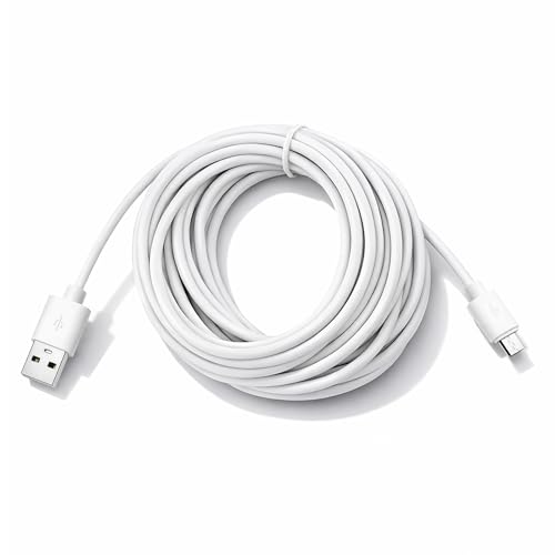 Micro USB Extension Cable 12 ft for Wyze Cam v3, Blink mini, Kasa Camera | Nest, Yi Dome, Arlo Q, Ring Indoor Cam 2nd Gen - Charging Charger Power Cord - color: White, size: 13 Feet