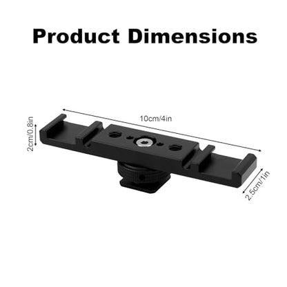 Dual Cold Shoe Extension Bar Mount, Aluminum Alloy Hot Shoe Adapter Bracket with Hex Wrench for DSLR Camera LED Video Light Microphone & Monitor (Black)