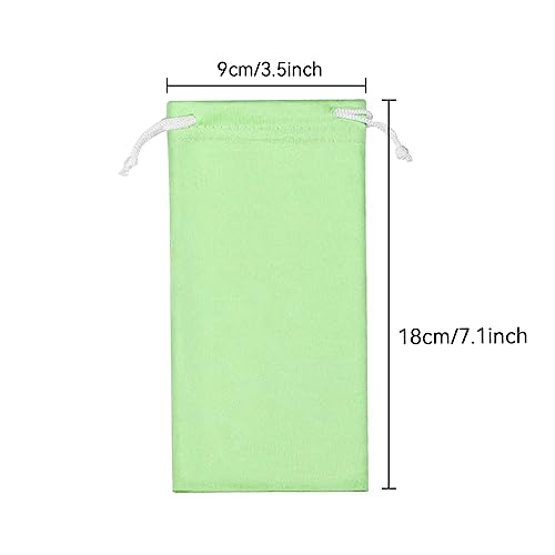 6pcs Eyeglasses Sunglasses Microfiber Pouch Bag, Cell Phone Storage Pouch 7.1" x 3.5" - color: Green