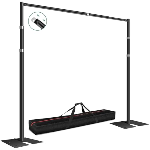 FUDESY Pipe and Drape Backdrop Stand Kit, 10x10ft Heavy Duty Backdrop Stand Adjustable Background Frame with Metal Base for Photography Wedding Parties Events Decoration, Black - color: Black, size: 10 x 10ft
