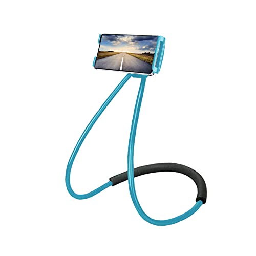 Chapter Seven Universal Smart Mobile Phone Stand,Hanging on Neck Cell Phone Mount Holder, Flexible Lazy Bracket DIY Free Rotating for Multiple Functions (Black) (Blue) - color: Blue