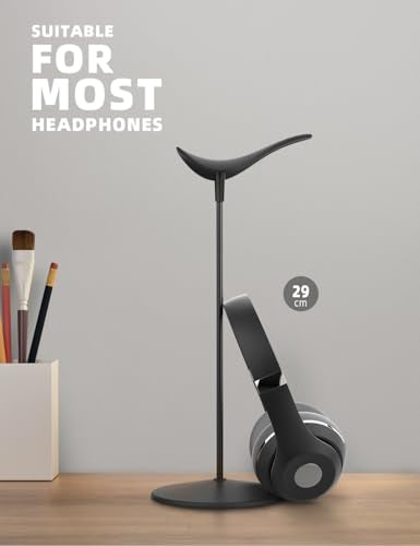 Lamicall Headphone Stand, Desktop Headset Holder - Desk Earphone Stand, for All Headsets Such as Airpods Max, HyperX Gaming Headphones, Beats, Senn heiser Music Headphones Gifts - color: Black