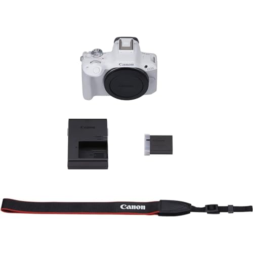 Canon EOS R50 Mirrorless APS-C Interchangeable Lens Camera | Official Canon USA Partner Model | Body White 5812C002 Bundle with Deco Gear Photography Bag + Microphone + Tripod + Photography Guidebook - color: Snow