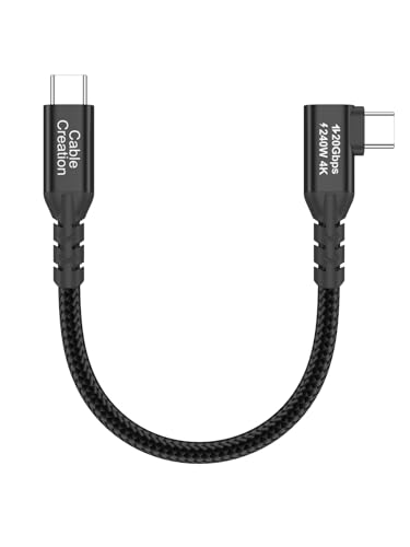 CableCreation 20G USB 3.2Gen 2x2 for Thunderbolt 5 Cable 0.5FT, 240W PD 3.1 Charging, 120Gbps Bandwidth for 8K Video, Braided USB C Data Cable for SSD, MacBook M4 Pro, iPhone17/16,Dock,Auto - color: 20G, size: 0.5FT-Angled