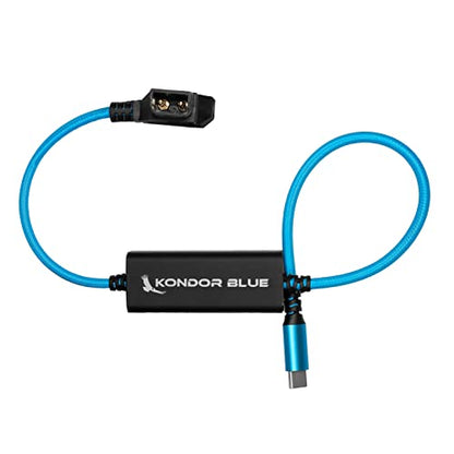 KONDOR BLUE | 16 Inch D-Tap to USB-C PD Power Delivery Cable, 2-Way | 65W Fast Charge, 5V 9V 12V PD, Smart D-Tap Reverse Polarity Protection for Mirrorless Cameras and Camera Rigs | Blue - color: Blue