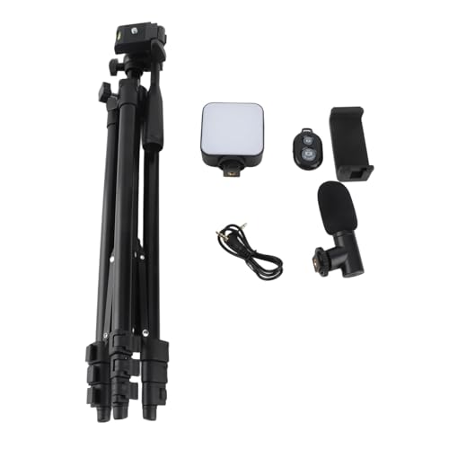 VlogPro Smartphone Video Kit with Tripod Mic LED Fill Light 360° Rotating Vlogging Equipment for Live Streaming Interviews and Content Creation