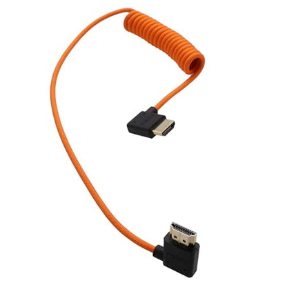 HDMI Cable 8K 4K 60p for Atomos Ninja V Shinobi Ultra, Canon Nikon Sony Lumix Fujifilm Blackmagic ZCAM Portkeys FEELWORLD Andycine Gorga SmallHD Gimbal, Right Left Angle, 50cm - size: Left to Right Angled