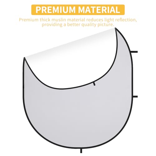 Kate Collapsible Pop-Up Backdrop for Self-Tape Auditions, Professional Headshots, Video Conferencing & Live Streaming - Portable Photography Background (5'x6.5' / 1.5x2m, White/Gray) - color: White/Gray