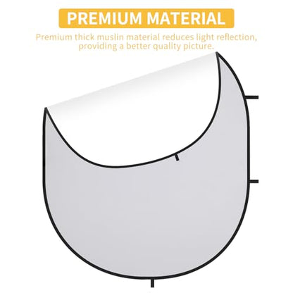 Kate Collapsible Pop-Up Backdrop for Self-Tape Auditions, Professional Headshots, Video Conferencing & Live Streaming - Portable Photography Background (5'x6.5' / 1.5x2m, White/Gray) - color: White/Gray