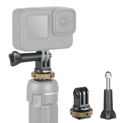 MINIFOCUS Hot Shoe to GoPro Mount Adapter, Camera Cold Shoe Mount Adapter with Aluminum CNC Thumb Screw for GoPro Hero 13/12/11/10/9/8/7/6/5/4, DJI Osmo Action, Campark and Other Action Cameras