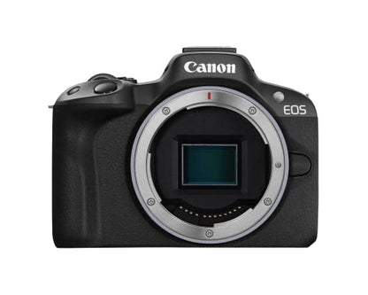 Canon EOS R50 Content Creator Kit, Hybrid Mirrorless Camera with RF-S18-45mm F4.5-6.3 IS STM Lens, Tripod Grip, Microphone, Wireless Remote Control, 24.2 MP CMOS (APS-C) Sensor, Vlogging Camera, Black | Includes Canon Eos R50 Mirrorless Camera, Digic X, R