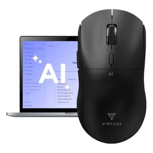 Virtusx Jethro AI Mouse - Voice & Audio Recorder for Lecture & Meeting, Centralized Software with Voice Typing, Writing Tools, Transcribe, Translate & Summarize, Wireless Mouse for Computer, Laptop - color: Black