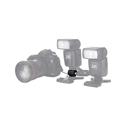 JJC Standard Hot Shoe Adapter with Extra PC sync Connection Port & 3.5mm Mini Phone Connection Port for Connecting Cameras to Additional Off-Camera Flash, Studio Light / Strobes or Other Accessories - size: Cold Shoe Foot on the Bottom