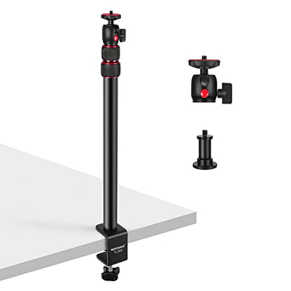 NEEWER Extendable Camera Desk Mount with Ball Head, 17"-40" Adjustable Table Light Stand with 1/4" Screw & C Clamp for DSLR Camera, Ring Light, Live Stream, Vlog, Max Load: 6.6lb/3kg, TL283 (RED) - style: TL283/Red