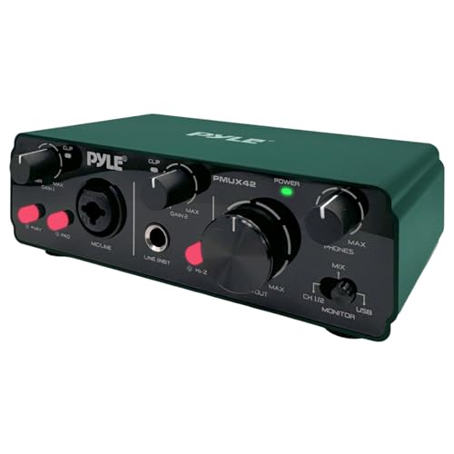 Pyle USB Audio Interface for Recording Music, Podcasting, and Streaming – 2-IN/2-OUT, 24bit/192kHz, Low-Noise, High-Fidelity Studio Quality, USB Powered, Rugged Metal Chassis, 5.9" x 4" x 1.8" - style: Interface Pro