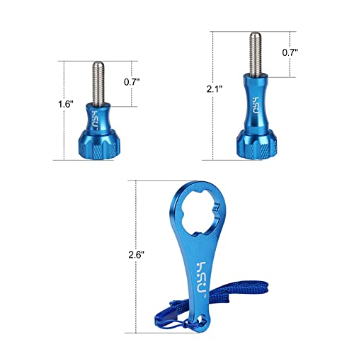 HSU Aluminum Thumbscrew Set + Wrench for Gopro Hero 13, 12, 11, 10, 9, 8, 7, 6, 5, 4, 3, Gopro Session, AKASO Campark and Other Action Cameras (Blue) - color: Thumbscrew Set + Wrench(Blue)