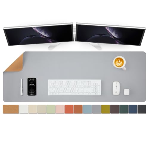 Large Cork Desk Mat - 47.2"x 17" Desk Pad for Office and Home - Ideal for Large Mouse Pad and Desk Mats on Top of Desks(Gray) - color: Gray, size: 47.2" x 17"