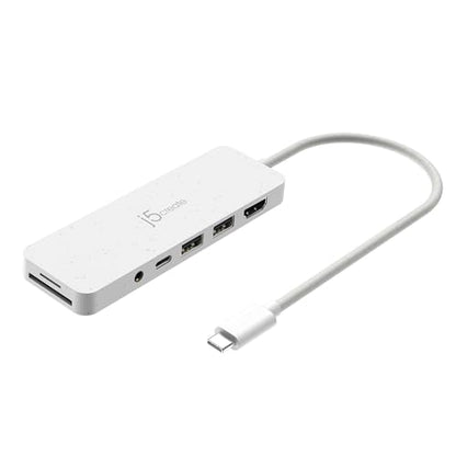 j5create USB-C Multi-Port Hub with Power Delivery with 4K HDMI/2 USB-A 5Gbps/PD 100W Charging SD&Micro SD/3.5mm Audio | for MacBook Pro&Air/iPad Pro/iMac/Surface/XPS/Thinkpad/Galaxy/and More(JCD373EW) - color: Natural White