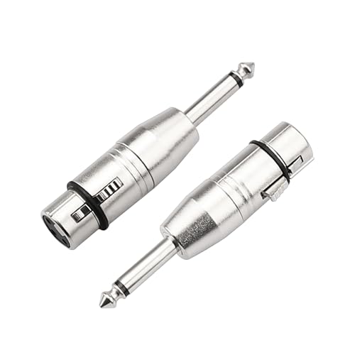 XLR Female to 1/4 Inch TS Mono Adapter,Female XLR to 6.35mm Quarter Inch Unbalanced Audio Connector Compatible with Mixer,Microphone,Stereo-2 Pack - color: XLRF to 1/4" TS