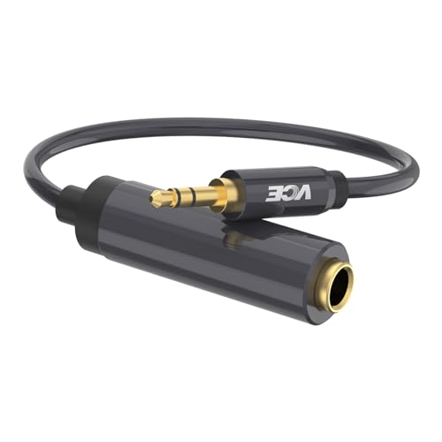 VCE 1/4 to 3.5mm Adapter, 3.5mm 1/8 inch Male to 6.35mm 1/4 inch Female Audio Jack for Headphone,Amplifiers, Guitar, Home Theater Devices - 8 inch
