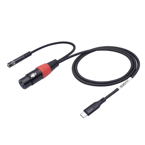 3.3FT USB C to XLR Female Mic Cable & 3.5mm (1/8") Female Stereo Out,XLR-to-USB C Digital Interface with Headphone Jack,for iPhone 15 Google Huawei Phone - size: 3.3 ft