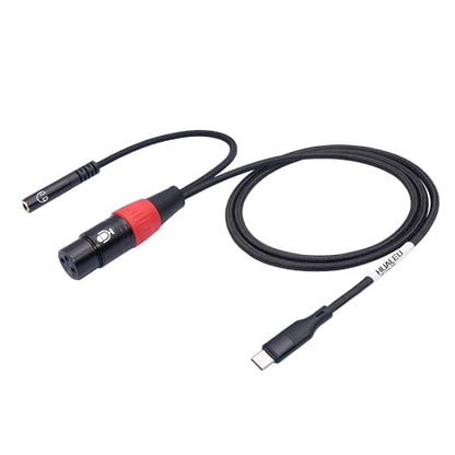 3.3FT USB C to XLR Female Mic Cable & 3.5mm (1/8") Female Stereo Out,XLR-to-USB C Digital Interface with Headphone Jack,for iPhone 15 Google Huawei Phone - size: 3.3 ft