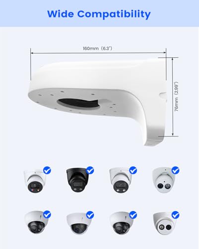 Compatible with HDW4433C-A, HDBW4431R-ZS, HDBW4431R-S, HDBW4431R-AS and Related Series, Waterproof Wall Mount Bracket, Aluminum Alloy Arm for IP Dome Cameras - size: Pole Bracket 1 for Dome Cam