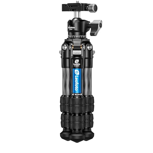 Leofoto LS-223CX+LH-25 Travel Tripod, Tabletop Tripod, Ranger Series, Carbon Fiber, 3 Leg Sections, Lightweight, Ball Head Set - color: LS-223CX+LH-25: Maxload 10kg-3 Sections
