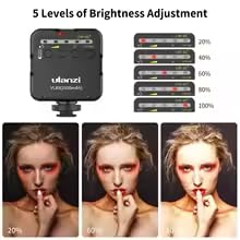 ULANZI VL49 2000mAh LED Video Light w 3 Cold Shoe, Rechargeable Soft Light Panel, Portable Photography Lighting for DJI OSMO Sony DSLR Canon Camera GoPro Vlogging - color: Black