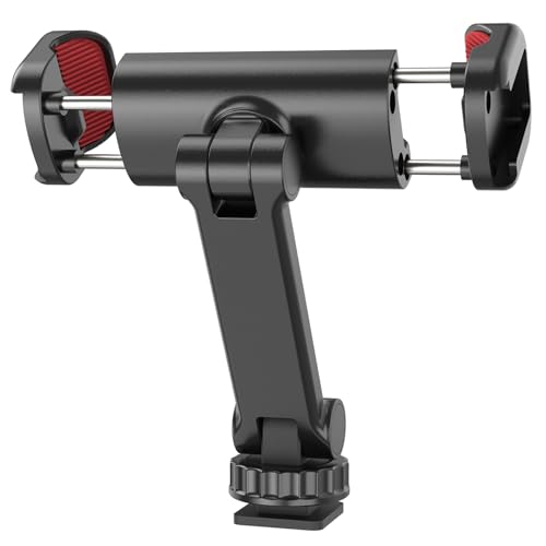 Phone Tripod Mount Holder for iPhone - 2 Cold Shoe and 1/4" Screw, 360° Rotates and 180° Tilts Compatible for iPhone Android Sony Canon DJI Ronin S/SC Zhiyun Gimbals