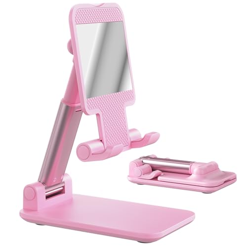 Phone Stand for Desk Cell Phone Holder Stands for iphones, Sakura Pink | Mini, Cute, Portable, Fully Foldable, Under 8" Devices, All Smart phones, Office Accessories - color: C-Sakura Pink